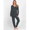 imageANRABESS Womens 2 Piece Outfits Pajama Sets Long Sleeve Henley Tops Sweatpants Matching Lounge Set 2025 Fall Pj SleepwearBlue White Floral