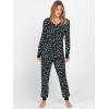 imageANRABESS Womens 2 Piece Outfits Pajama Sets Long Sleeve Henley Tops Sweatpants Matching Lounge Set 2025 Fall Pj SleepwearBlue White Floral