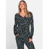 imageANRABESS Womens 2 Piece Outfits Pajama Sets Long Sleeve Henley Tops Sweatpants Matching Lounge Set 2025 Fall Pj SleepwearBlue White Floral