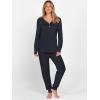 imageANRABESS Womens 2 Piece Outfits Pajama Sets Long Sleeve Henley Tops Sweatpants Matching Lounge Set 2025 Fall Pj SleepwearDeep Blue