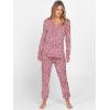 imageANRABESS Womens 2 Piece Outfits Pajama Sets Long Sleeve Henley Tops Sweatpants Matching Lounge Set 2025 Fall Pj SleepwearPink Dot Floral