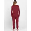 imageANRABESS Womens 2 Piece Outfits Pajama Sets Long Sleeve Henley Tops Sweatpants Matching Lounge Set 2025 Fall Pj SleepwearWine Red