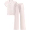imageANRABESS Women 2 Piece Lounge Sets Crochet Knit Sweater Vest Wide Leg Pants Summer Casual Travel Matching Outfits ClothesBeige