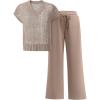 imageANRABESS Women 2 Piece Lounge Sets Crochet Knit Sweater Vest Wide Leg Pants Summer Casual Travel Matching Outfits ClothesLight Brown