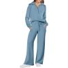 imageANRABESS Women 2 Piece Outfits 2025 Fall Fashion Airport Wide Leg Pants Lounge Set Leisure Travel Vacation Clothes SweatsuitsBlue