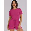 imageANRABESS Romper for Women Short Sleeve Summer Tshirt One Piece Jumpsuit Beach Vacation Travel Outfits 2025 Dressy ClothesHot Pink
