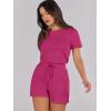 imageANRABESS Romper for Women Short Sleeve Summer Tshirt One Piece Jumpsuit Beach Vacation Travel Outfits 2025 Dressy ClothesHot Pink