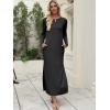 imageANRABESS Women Long Sleeve Dresses 2025 Fall Casual Crewneck Loose Fit Split Flowy WrinkleFree Travel Vacation Maxi DressBlack