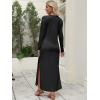 imageANRABESS Women Long Sleeve Dresses 2025 Fall Casual Crewneck Loose Fit Split Flowy WrinkleFree Travel Vacation Maxi DressBlack