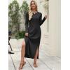 imageANRABESS Women Long Sleeve Dresses 2025 Fall Casual Crewneck Loose Fit Split Flowy WrinkleFree Travel Vacation Maxi DressBlack