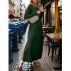imageANRABESS Women Long Sleeve Dresses 2025 Fall Casual Crewneck Loose Fit Split Flowy WrinkleFree Travel Vacation Maxi DressDeep Green