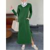 imageANRABESS Women Long Sleeve Dresses 2025 Fall Casual Crewneck Loose Fit Split Flowy WrinkleFree Travel Vacation Maxi DressForest Green