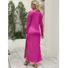 imageANRABESS Women Long Sleeve Dresses 2025 Fall Casual Crewneck Loose Fit Split Flowy WrinkleFree Travel Vacation Maxi DressHot Pink