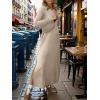 imageANRABESS Women Long Sleeve Dresses 2025 Fall Casual Crewneck Loose Fit Split Flowy WrinkleFree Travel Vacation Maxi DressKhaki