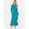imageANRABESS Women Long Sleeve Dresses 2025 Fall Casual Crewneck Loose Fit Split Flowy WrinkleFree Travel Vacation Maxi DressLake Blue