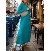 imageANRABESS Women Long Sleeve Dresses 2025 Fall Casual Crewneck Loose Fit Split Flowy WrinkleFree Travel Vacation Maxi DressLake Blue