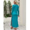 imageANRABESS Women Long Sleeve Dresses 2025 Fall Casual Crewneck Loose Fit Split Flowy WrinkleFree Travel Vacation Maxi DressLake Blue