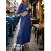imageANRABESS Women Long Sleeve Dresses 2025 Fall Casual Crewneck Loose Fit Split Flowy WrinkleFree Travel Vacation Maxi DressNavy Blue