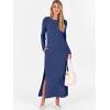 imageANRABESS Women Long Sleeve Dresses 2025 Fall Casual Crewneck Loose Fit Split Flowy WrinkleFree Travel Vacation Maxi DressNavy Blue