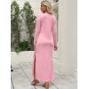 imageANRABESS Women Long Sleeve Dresses 2025 Fall Casual Crewneck Loose Fit Split Flowy WrinkleFree Travel Vacation Maxi DressPink
