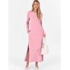 imageANRABESS Women Long Sleeve Dresses 2025 Fall Casual Crewneck Loose Fit Split Flowy WrinkleFree Travel Vacation Maxi DressPink