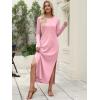 imageANRABESS Women Long Sleeve Dresses 2025 Fall Casual Crewneck Loose Fit Split Flowy WrinkleFree Travel Vacation Maxi DressPink