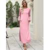 imageANRABESS Women Long Sleeve Dresses 2025 Fall Casual Crewneck Loose Fit Split Flowy WrinkleFree Travel Vacation Maxi DressPink