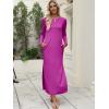 imageANRABESS Women Long Sleeve Dresses 2025 Fall Casual Crewneck Loose Fit Split Flowy WrinkleFree Travel Vacation Maxi DressPurple Red