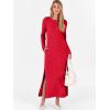 imageANRABESS Women Long Sleeve Dresses 2025 Fall Casual Crewneck Loose Fit Split Flowy WrinkleFree Travel Vacation Maxi DressRed