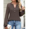 imageANRABESS Womens Lace Long Sleeve Shirts V Neck Henley Tops Dressy Casual Blouses 2025 Fall Fashion Travel OutfitsCoffee Grey