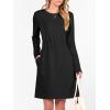 imageANRABESS Womens Long Sleeve Dress 2025 Fall Casual Elastic Waist Short Mini T Shirt Dresses with Pockets Travel OutfitsBlack