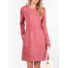 imageANRABESS Womens Long Sleeve Dress 2025 Fall Casual Elastic Waist Short Mini T Shirt Dresses with Pockets Travel OutfitsCoral