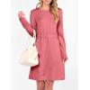 imageANRABESS Womens Long Sleeve Dress 2025 Fall Casual Elastic Waist Short Mini T Shirt Dresses with Pockets Travel OutfitsCoral