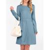 imageANRABESS Womens Long Sleeve Dress 2025 Fall Casual Elastic Waist Short Mini T Shirt Dresses with Pockets Travel OutfitsLake Blue