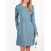 imageANRABESS Womens Long Sleeve Dress 2025 Fall Casual Elastic Waist Short Mini T Shirt Dresses with Pockets Travel OutfitsLake Blue