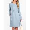 imageANRABESS Womens Long Sleeve Dress 2025 Fall Casual Elastic Waist Short Mini T Shirt Dresses with Pockets Travel OutfitsLight Blue