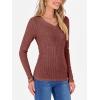 imageANRABESS Womens Long Sleeve Shirts V Neck Ribbed Knit Slim Fit Lightweight Sweater 2025 Fall Dressy Casual Travel Work TopsRust Orange