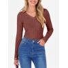 imageANRABESS Womens Long Sleeve Shirts V Neck Ribbed Knit Slim Fit Lightweight Sweater 2025 Fall Dressy Casual Travel Work TopsRust Orange