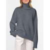 imageANRABESS Womens Turtleneck Sweaters Long Sleeve Oversized Chunky Knit High Low Hem Pullover Sweater Top 2025 Fall OutfitsDark Gray