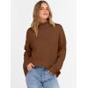 imageANRABESS Womens Turtleneck Sweaters Long Sleeve Oversized Chunky Knit High Low Hem Pullover Sweater Top 2025 Fall OutfitsDeep Caramel