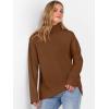 imageANRABESS Womens Turtleneck Sweaters Long Sleeve Oversized Chunky Knit High Low Hem Pullover Sweater Top 2025 Fall OutfitsDeep Caramel