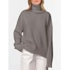 imageANRABESS Womens Turtleneck Sweaters Long Sleeve Oversized Chunky Knit High Low Hem Pullover Sweater Top 2025 Fall OutfitsGrey Khaki