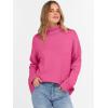 imageANRABESS Womens Turtleneck Sweaters Long Sleeve Oversized Chunky Knit High Low Hem Pullover Sweater Top 2025 Fall OutfitsHot Pink