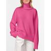 imageANRABESS Womens Turtleneck Sweaters Long Sleeve Oversized Chunky Knit High Low Hem Pullover Sweater Top 2025 Fall OutfitsHot Pink