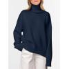 imageANRABESS Womens Turtleneck Sweaters Long Sleeve Oversized Chunky Knit High Low Hem Pullover Sweater Top 2025 Fall OutfitsNavy Blue