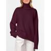 imageANRABESS Womens Turtleneck Sweaters Long Sleeve Oversized Chunky Knit High Low Hem Pullover Sweater Top 2025 Fall OutfitsWine Red