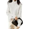 imageANRABESS Sweaters for Women Oversized Long Sleeve Turtleneck Cable Knit Casual Loose Pullover Tops 2025 Fall Trendy OutfitsOffwhite