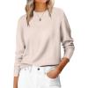imageANRABESS Sweaters for Women Short Length Loose Fit Lightweight Long Sleeve Crewneck Knit Basic Sweater 2025 Fall OutfitsAlmond