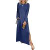 imageANRABESS Women Long Sleeve Dresses 2025 Fall Casual Crewneck Loose Fit Split Flowy WrinkleFree Travel Vacation Maxi DressNavy Blue