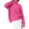 imageANRABESS Womens Turtleneck Sweaters Long Sleeve Oversized Chunky Knit High Low Hem Pullover Sweater Top 2025 Fall OutfitsHot Pink